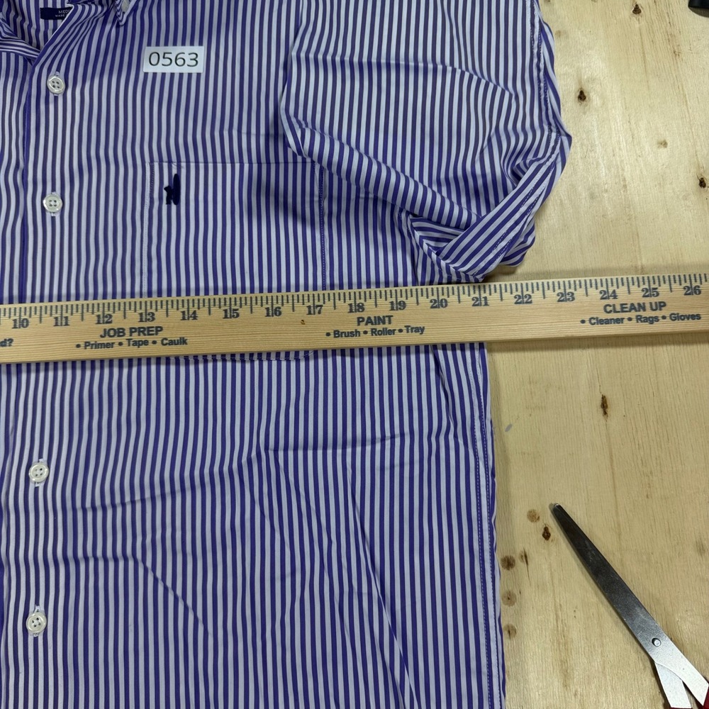 johnnie-O Mens M Performance Bamboo Blend Button Down Shirt Purple Stripe - Picture 4 of 5